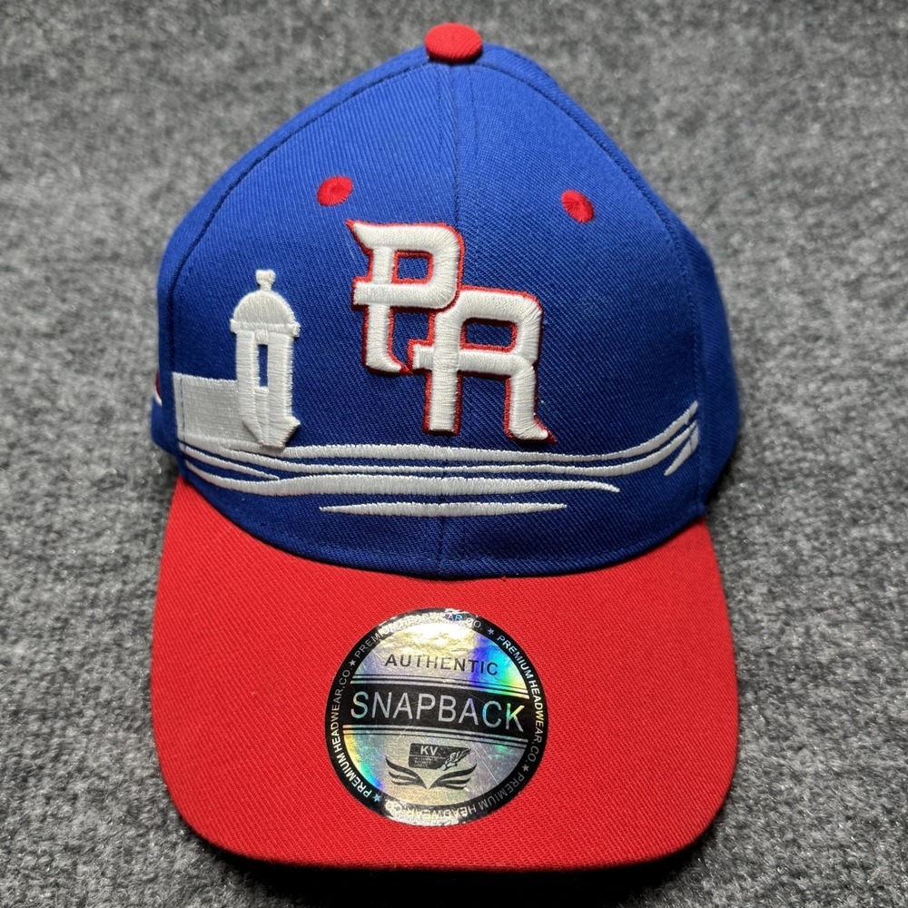 Puerto Rico KV‎ Sports Snapback Hat Mens OSFM Blue Red Flag Baseball Cap